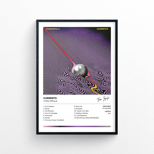 Tame Impala - Currents Poster Print - Framed Options Available | Polaroid Style | Album Cover Artwork