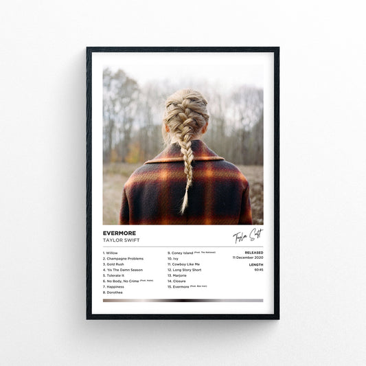 Taylor Swift - Evermore Framed Poster Print | Polaroid Style | Album Cover Artwork