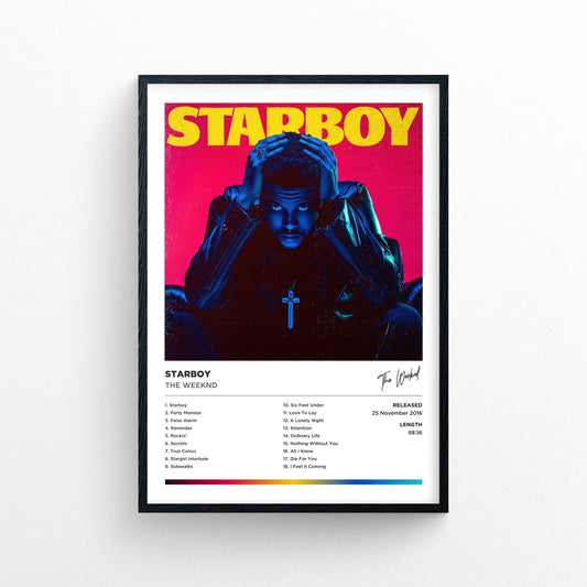 The Weeknd - Starboy Poster Print - Framed Options Available | Polaroid Style | Album Cover Artwork