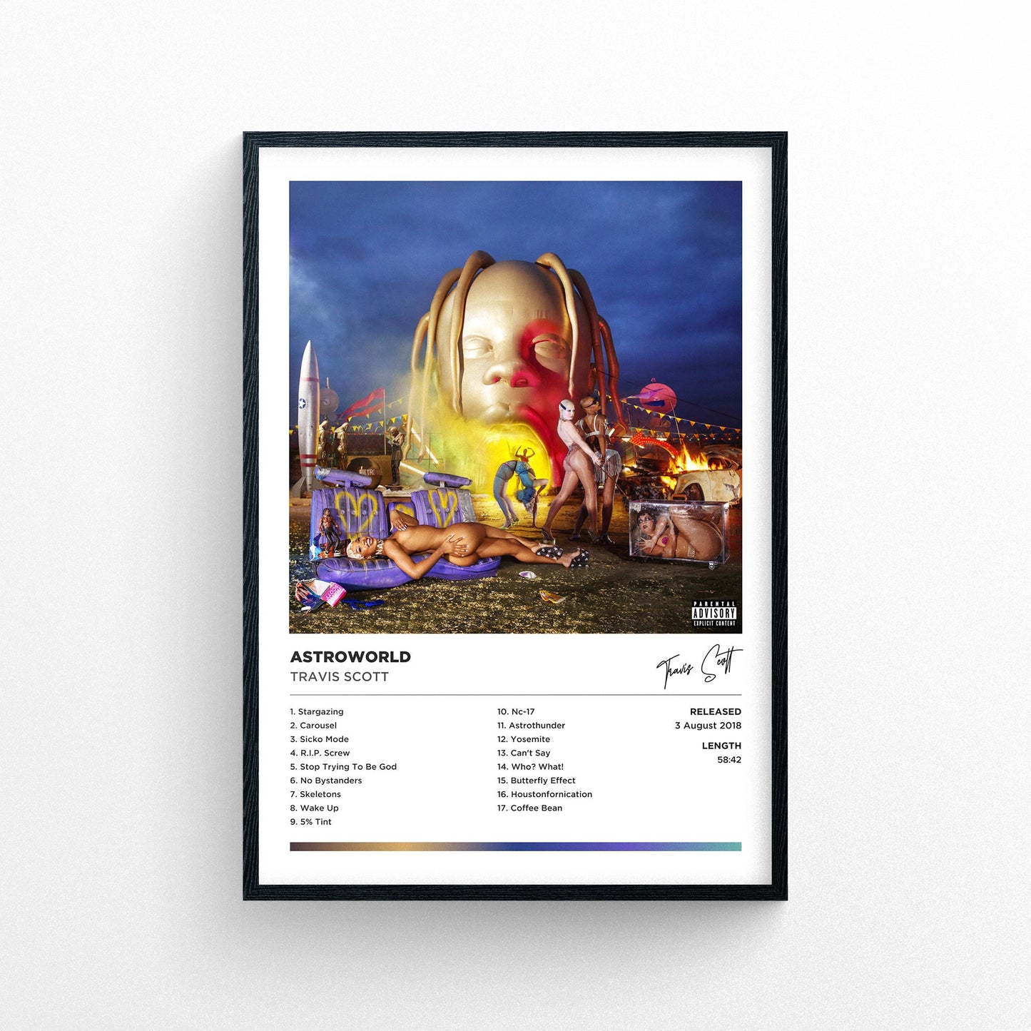 Travis Scott - Astroworld Night Framed Poster Print | Polaroid Style | Album Cover Artwork