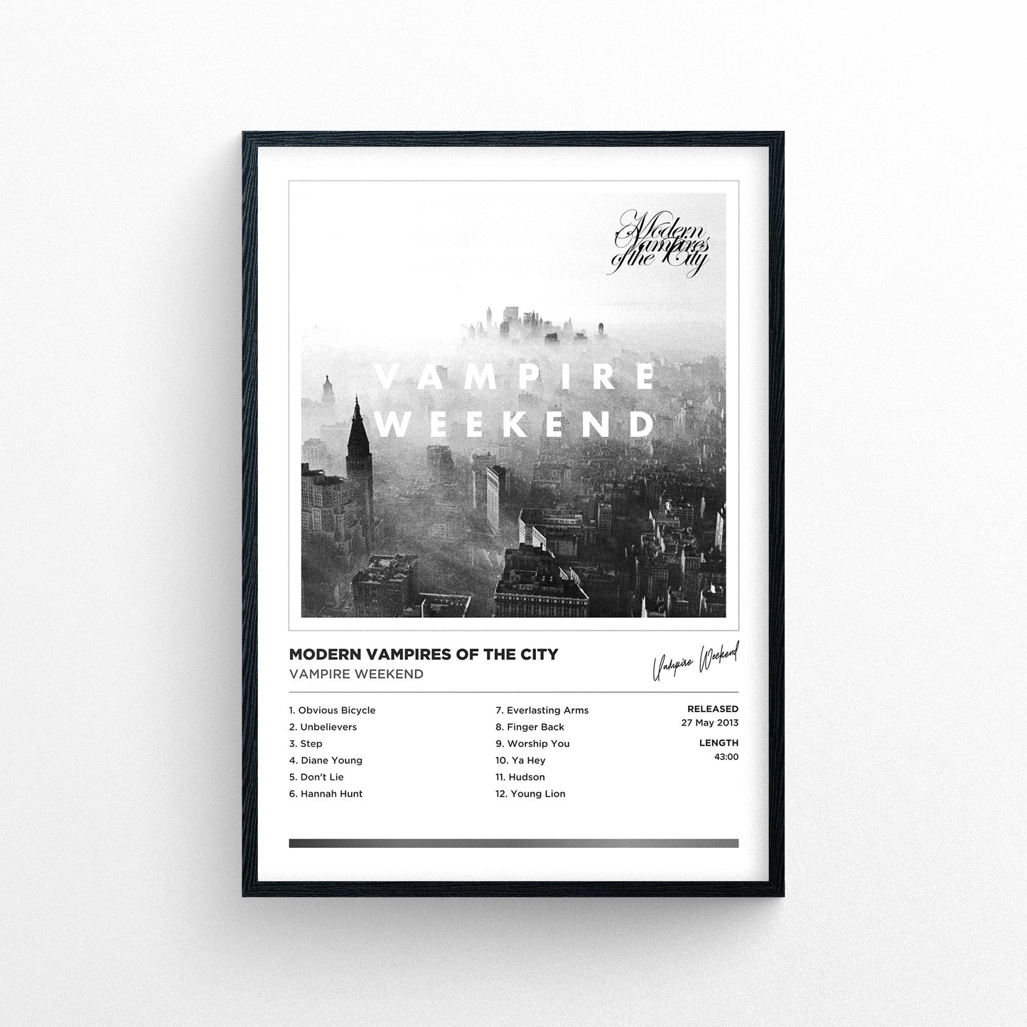 Vampire Weekend - Modern Vampires of the City Framed Poster Print | Polaroid Style | Album Cover Artwork